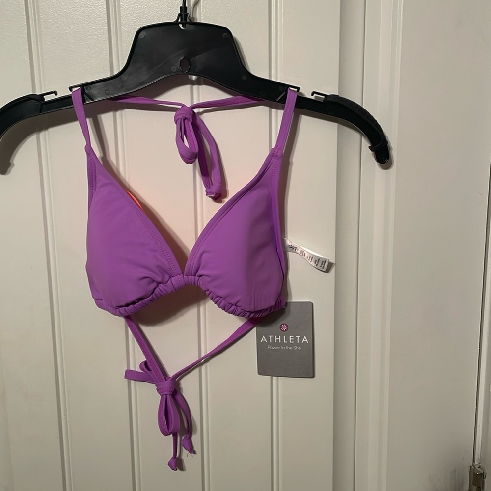 Athleta Triangle String Bikini Top in Purple Size S NWT